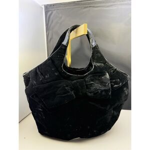 Vintage Y2K Kate Spade Crushed Velvet Top Handle Bag Bow Accent‎ Fairy Goth Glam